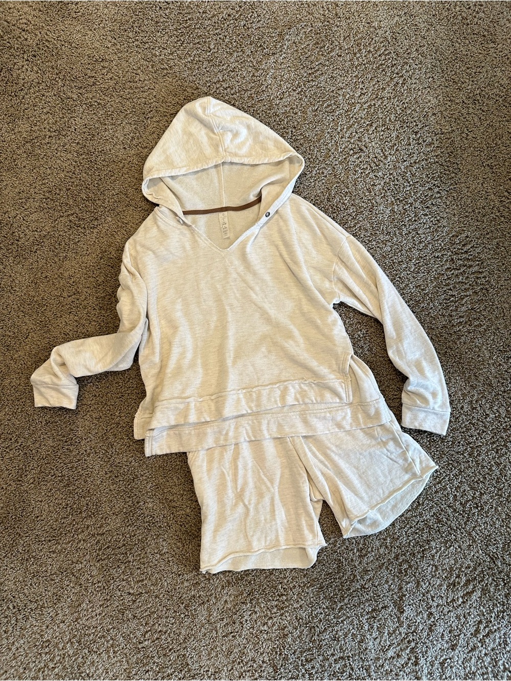 Balance Collection Cream Hooded Lounge Pajama Set